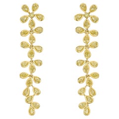 Fancy Yellow Diamond Flower Earrings