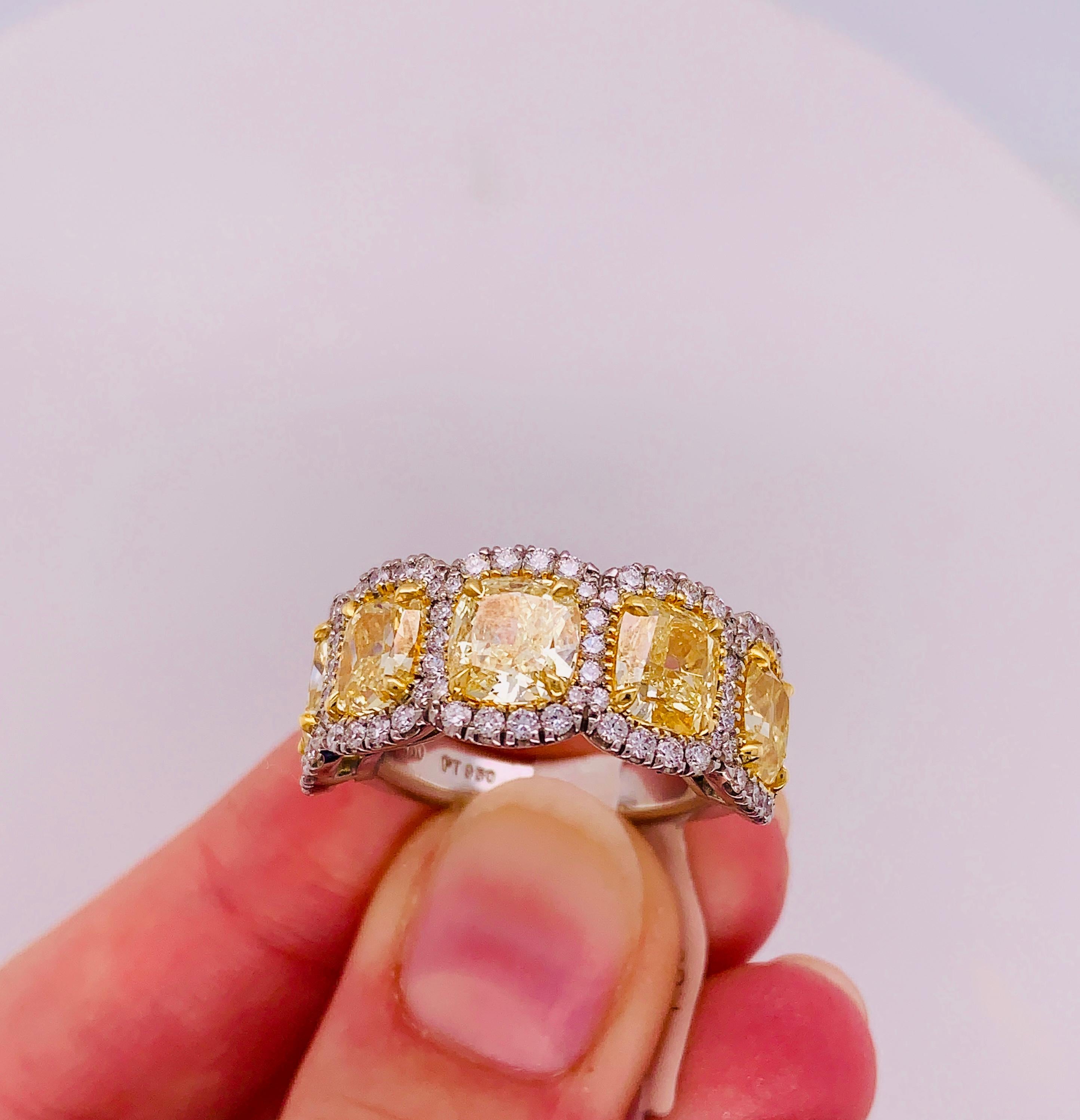 Anneau d'éternité en or avec diamant jaune fantaisie Pour femmes en vente