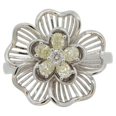 Fancy Yellow Diamond Gold Flower Ring