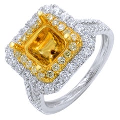 Fancy Yellow Diamond Halo Setting for a Cushion Diamond 1.02 Carat