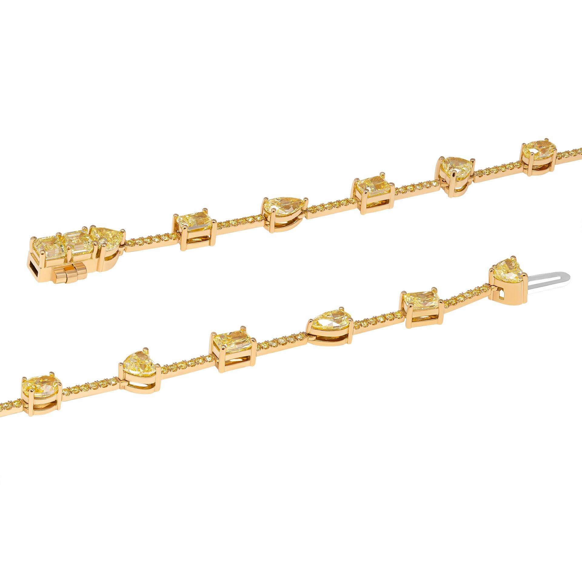 Lariat Tennis-Halskette mit gelben Fancy-Diamanten (Moderne) im Angebot