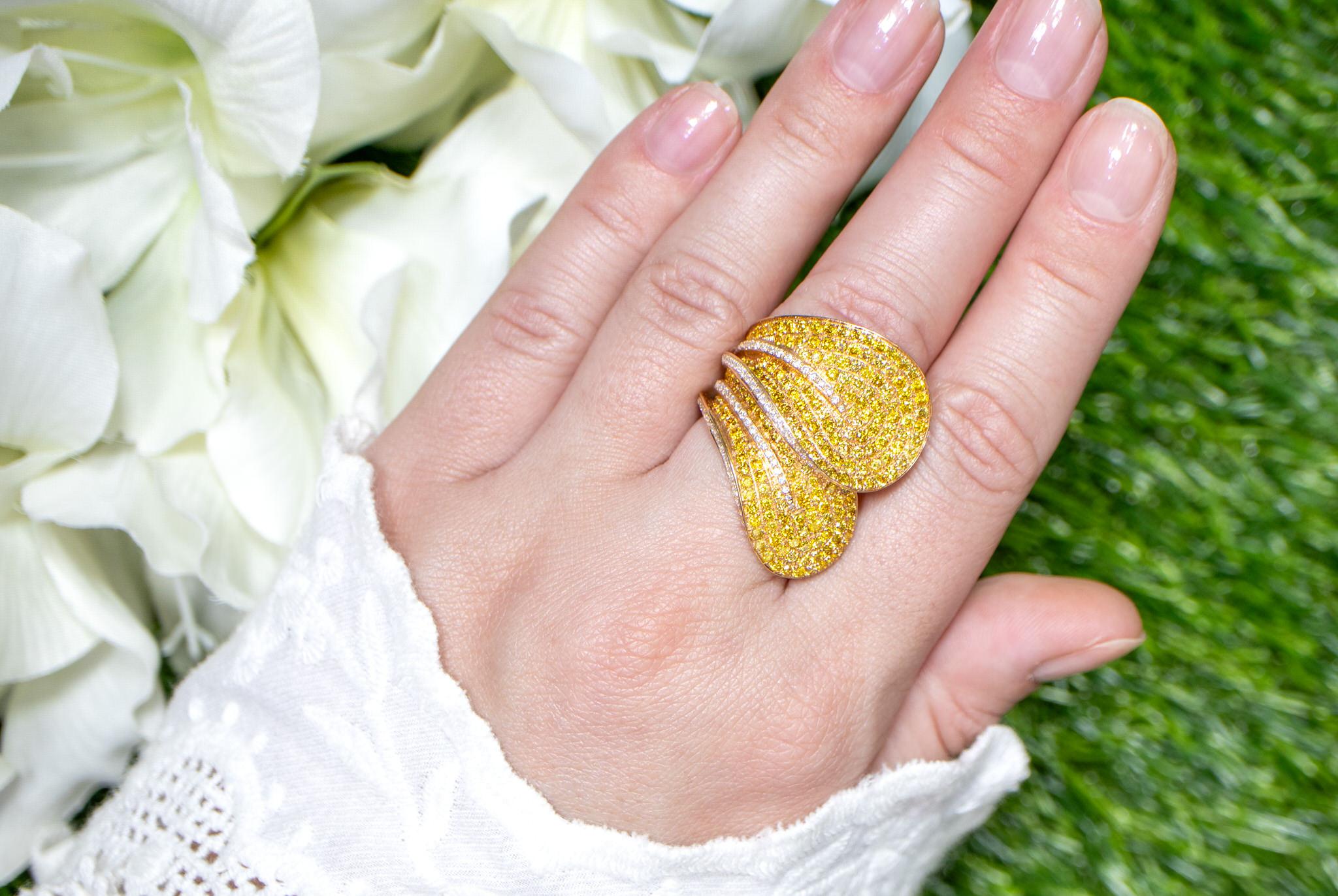 It comes with the Gemological Appraisal by GIA GG/AJP
All Gemstones are Natural
Yellow Diamonds = 3.70 Carats
Metal: 18K Gold
Ring Size: 7.5* US
*It can be resized complimentary