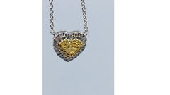 Fancy Yellow Diamond Necklace 18k White Gold