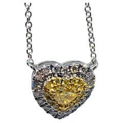 Fancy Yellow Diamond Necklace 18k White Gold
