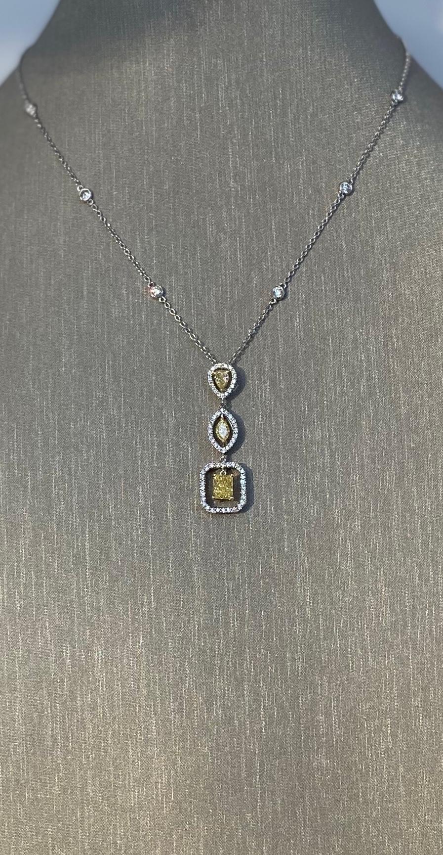 Women's Fancy Yellow Diamond Pendant Necklace For Sale