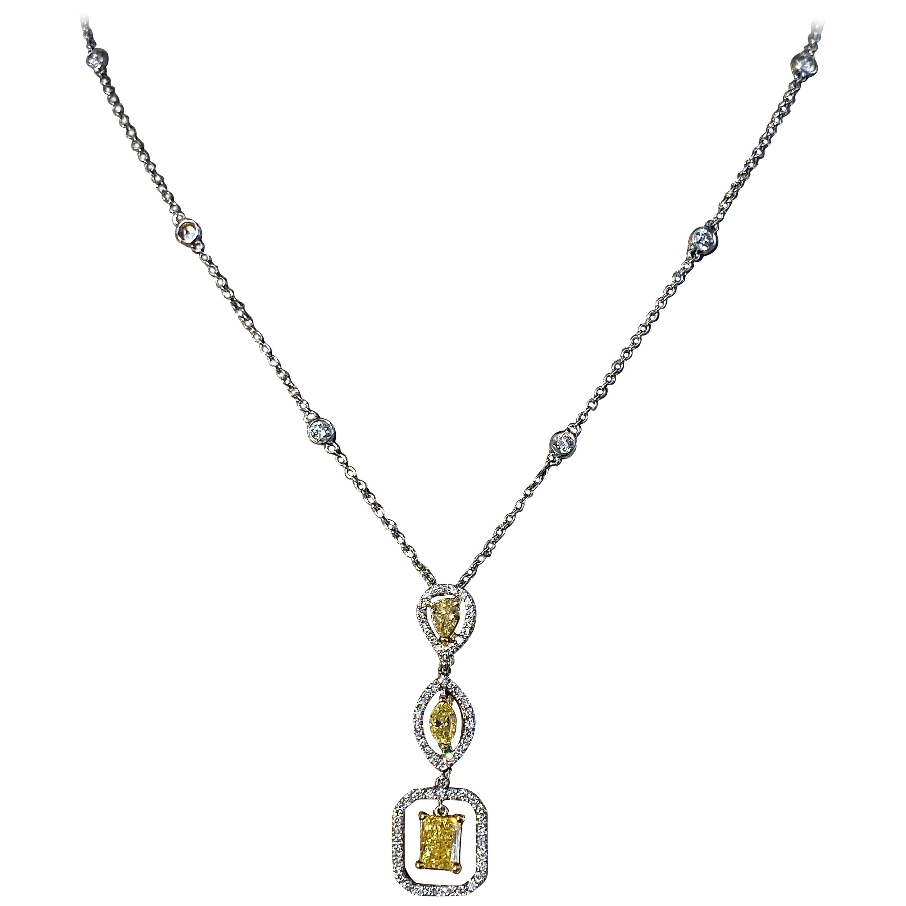 Fancy Yellow Diamond Pendant Necklace For Sale