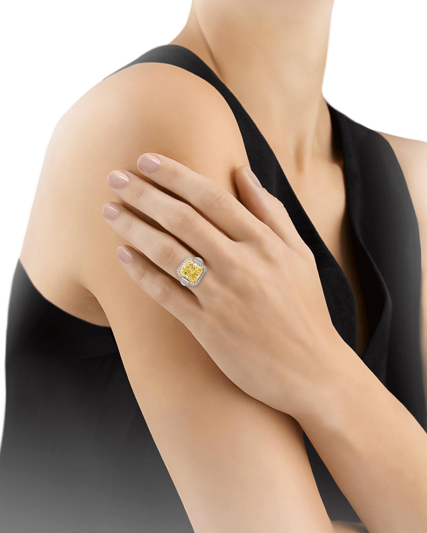 Modern Fancy Yellow Diamond Ring, 10.02 Carat