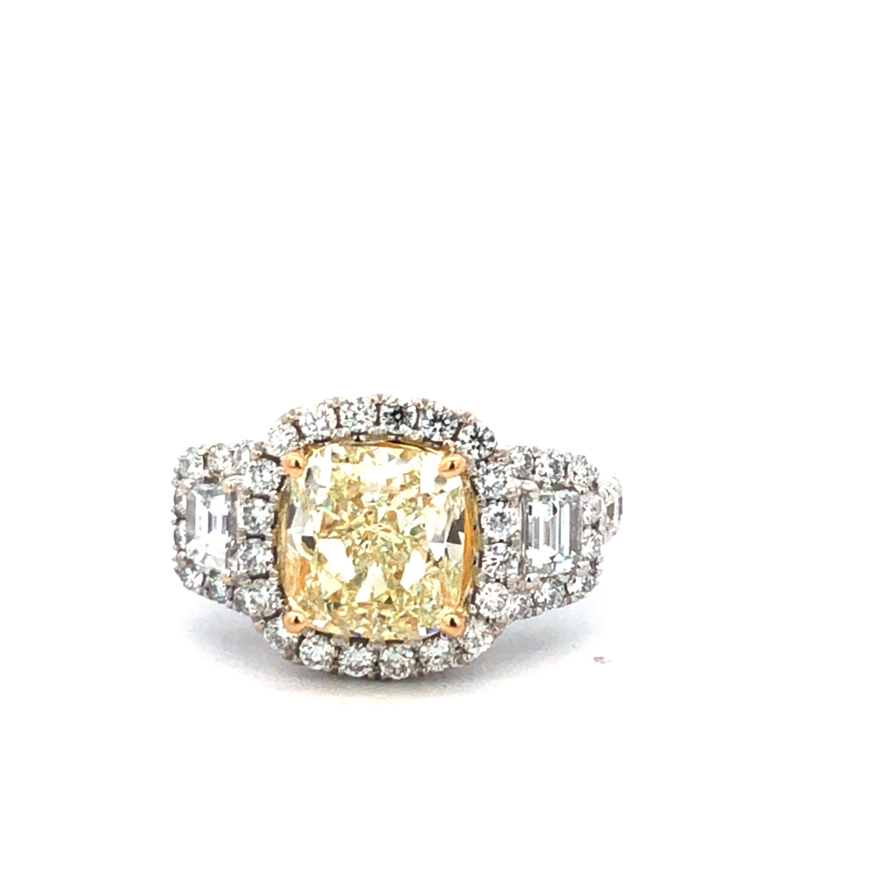 Bague fantaisie diamant jaune 1,50 carat Y2,91 carat 18kwg GIA Neuf - En vente à New York, NY