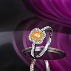 Fancy Yellow Diamond Ring 18 Karat White Gold