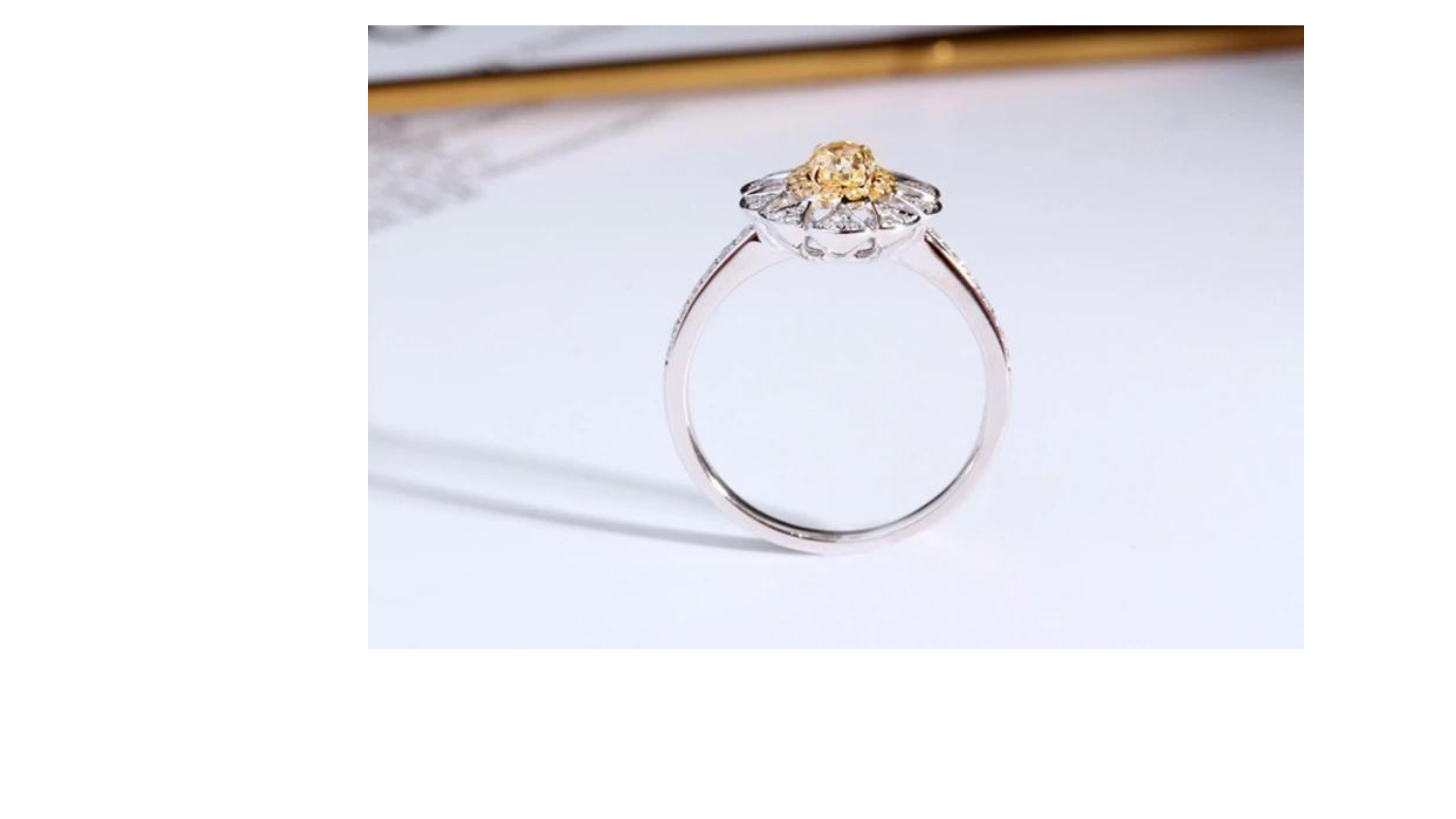 Fancy Yellow Diamond Ring 18 Karat White Gold In New Condition For Sale In Barnsley, GB