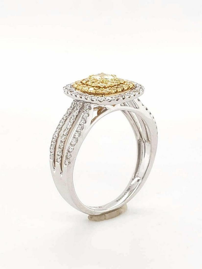 Fancy Yellow Diamond Ring 18 Karat White Gold In New Condition For Sale In Barnsley, GB