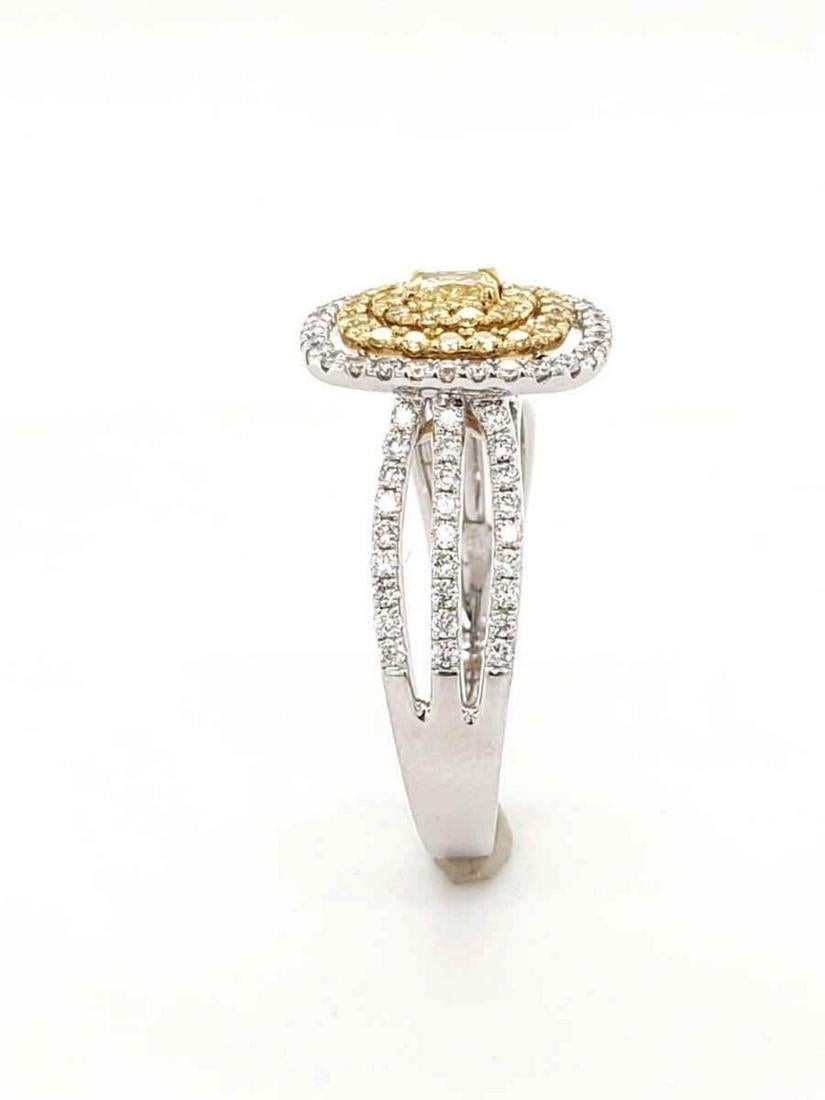 Women's Fancy Yellow Diamond Ring 18 Karat White Gold For Sale