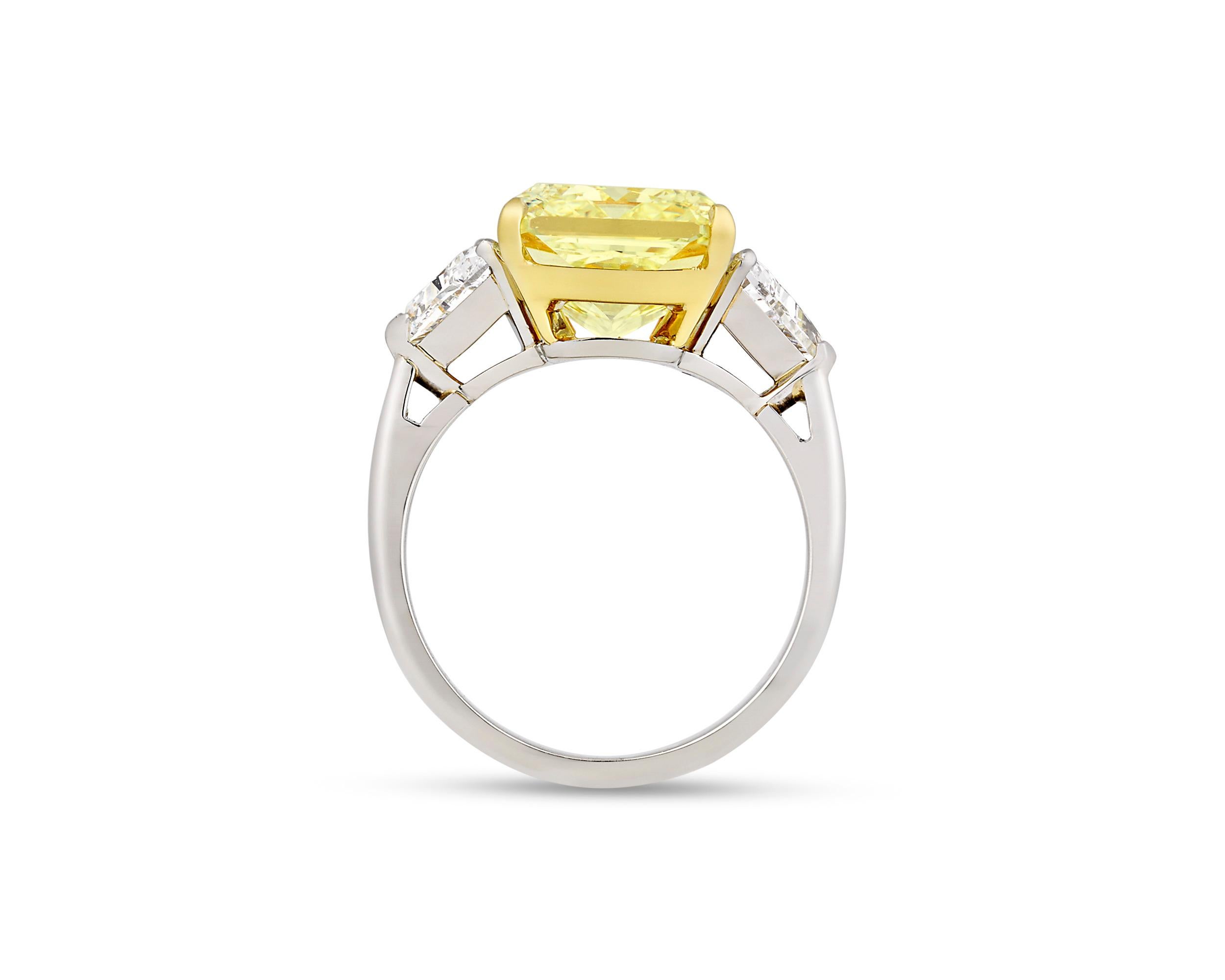 Modern Fancy Yellow Diamond Ring, 6.42 Carats