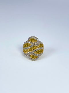 Fancy Yellow Diamond Ring Cocktail Diamond Ring 1.28ct 14kt Gold Wide Dome Ring