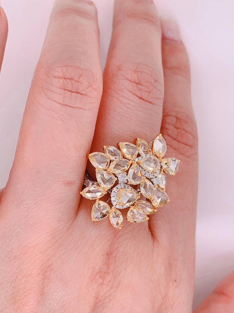 KAHN Rose cut yellow diamond / fancy shape Yellow Diamond Ring For Sale ...