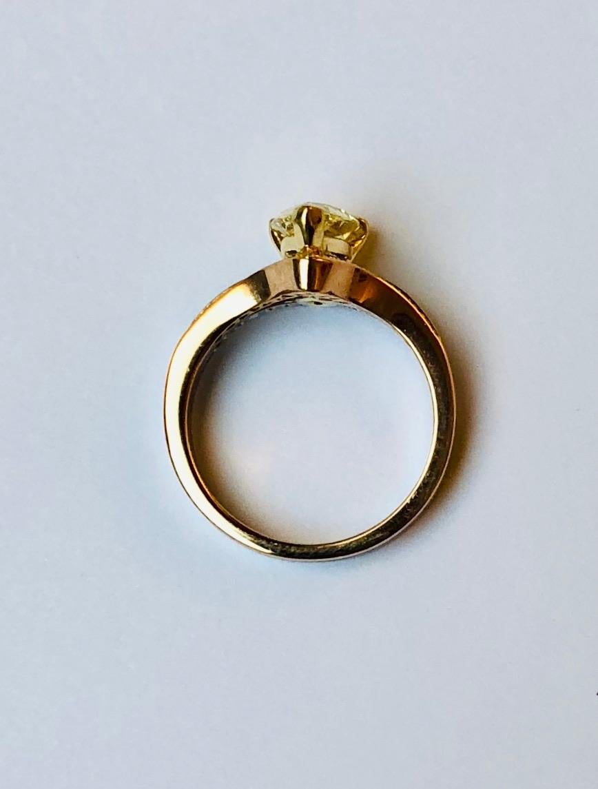 Pear Cut Fancy-Yellow Diamond Ring For Sale