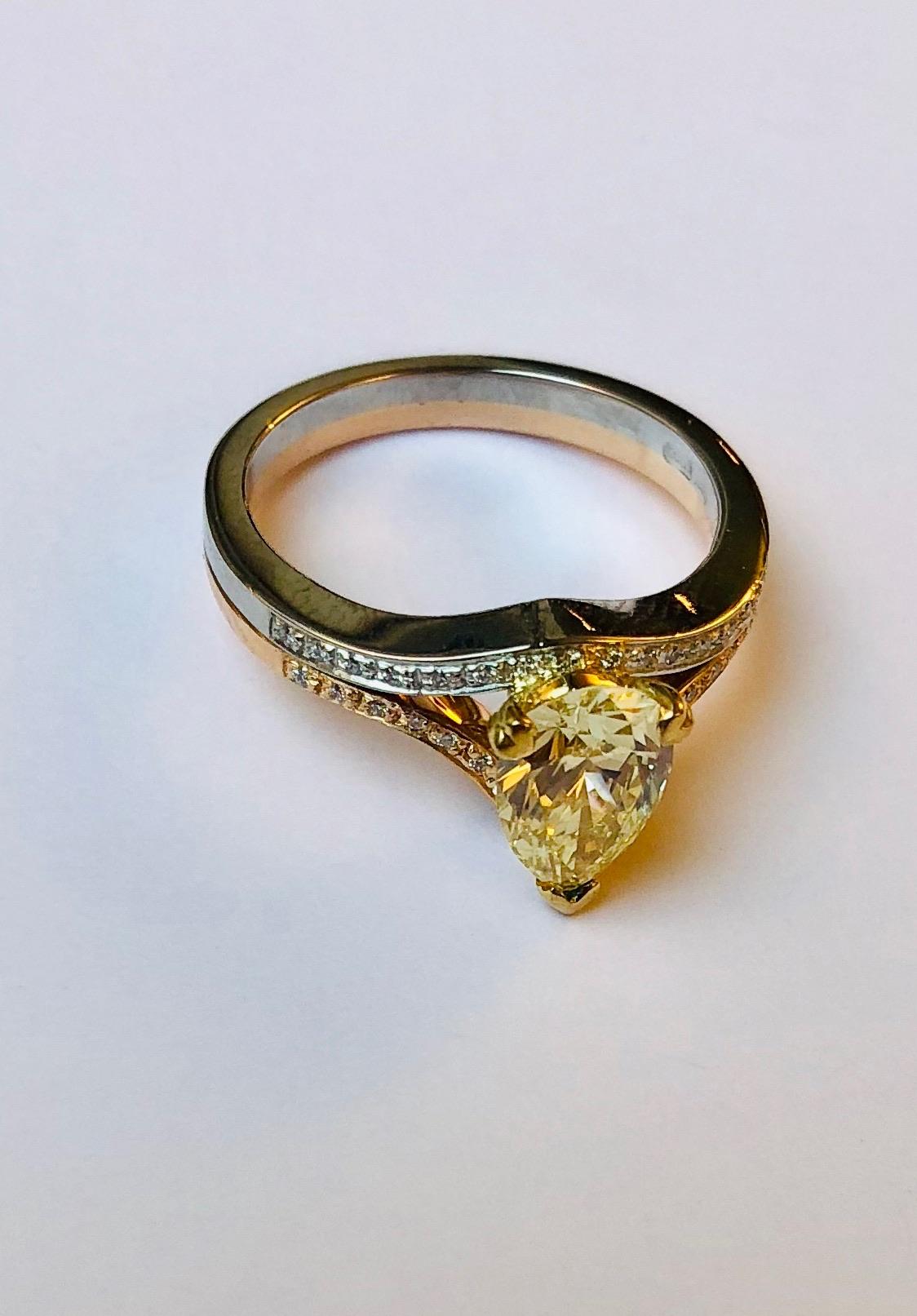Women's Fancy-Yellow Diamond Ring For Sale