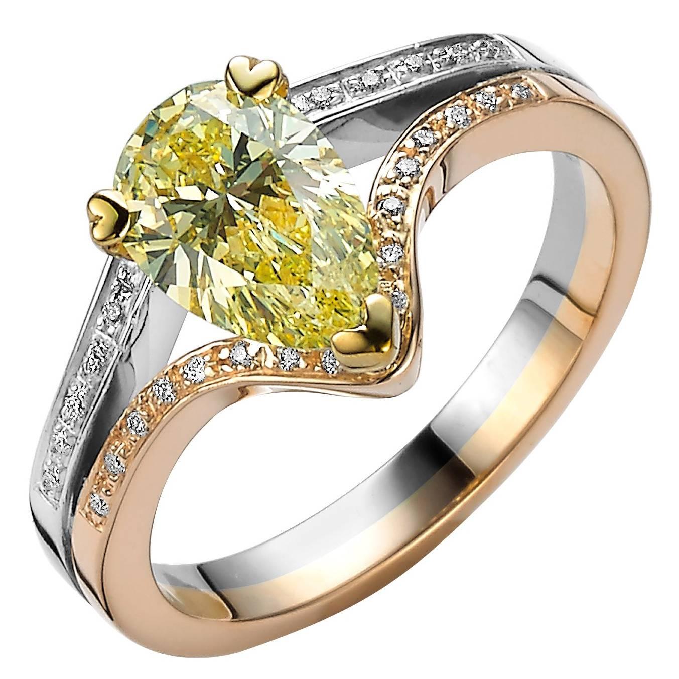 Fancy-Yellow Diamond Ring For Sale