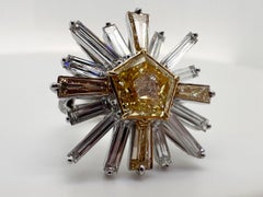 Fancy Yellow diamond ring sun art deco diamond ring 18KT ring Rare Find