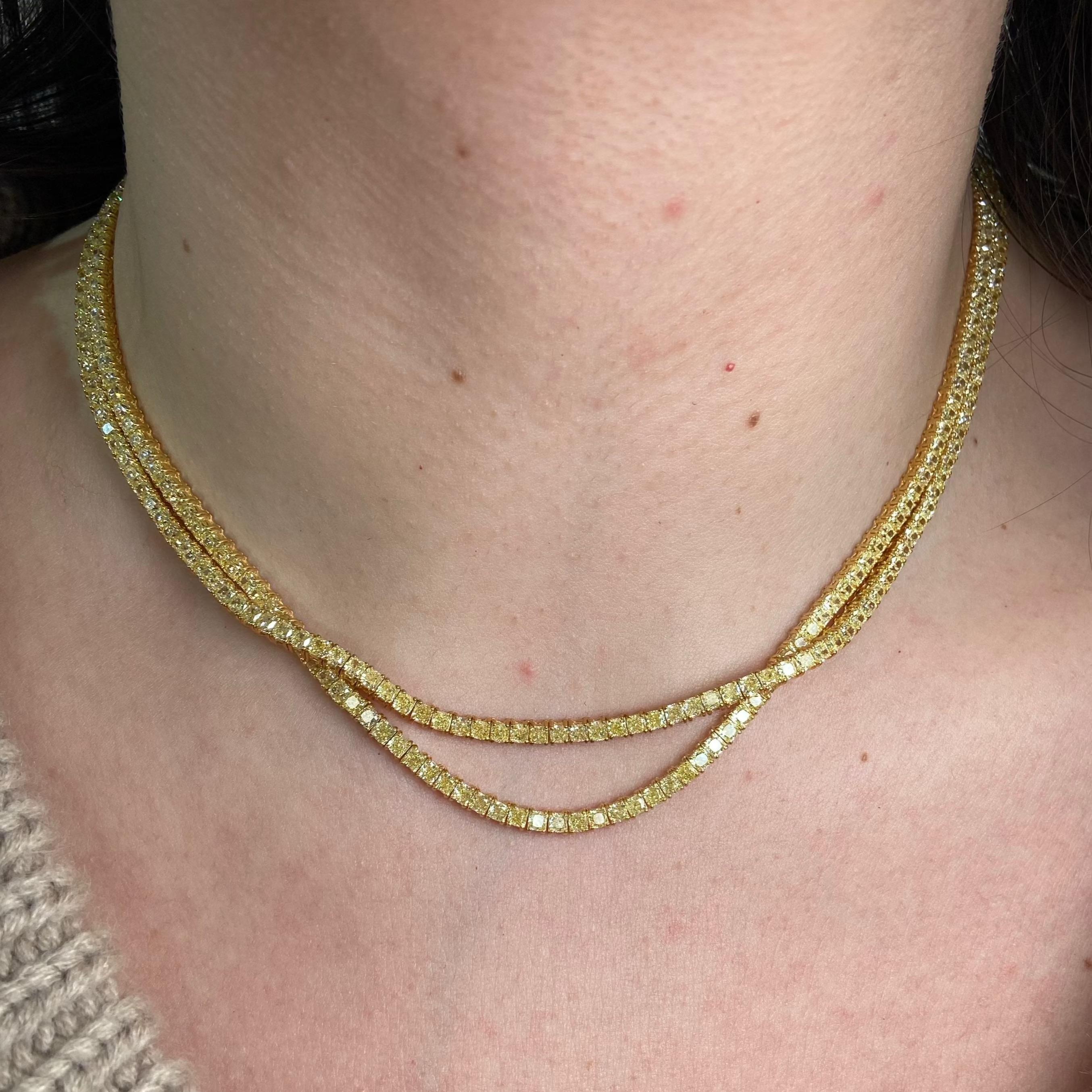 Collana Tennis con diamanti gialli fantasia in vendita 2