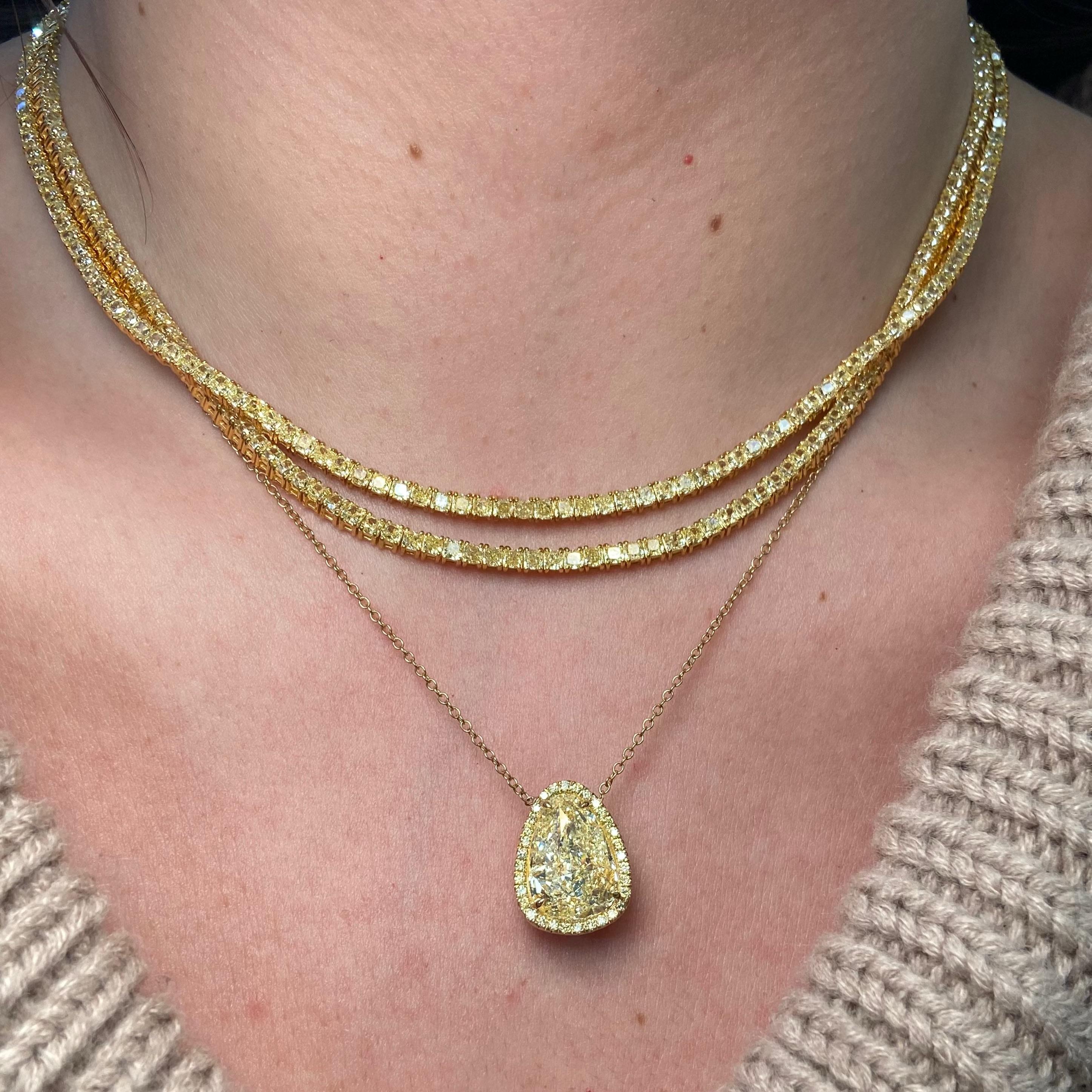 Collana Tennis con diamanti gialli fantasia in vendita 4