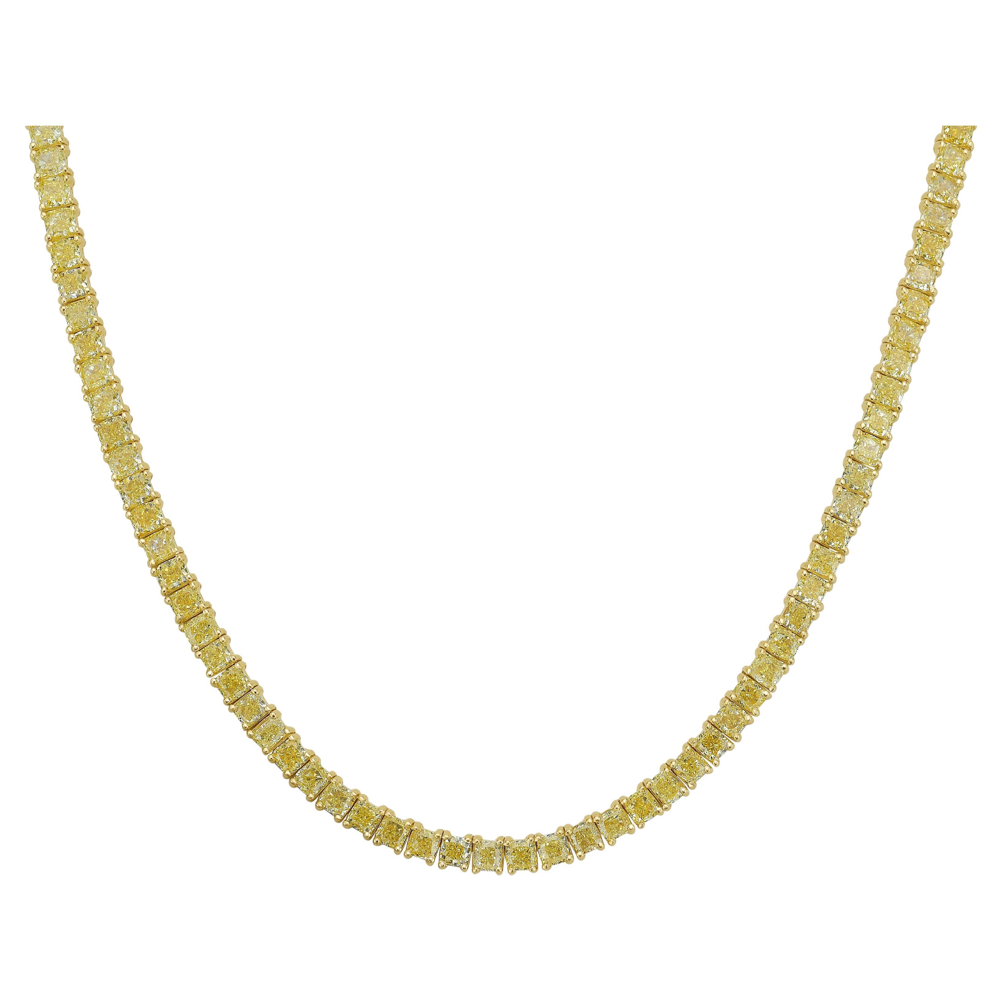 Collana Tennis con diamanti gialli fantasia in vendita