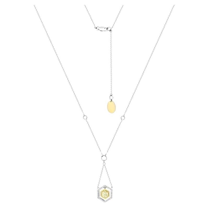 Fancy Yellow Diamond White 14k Gold Necklace for Her