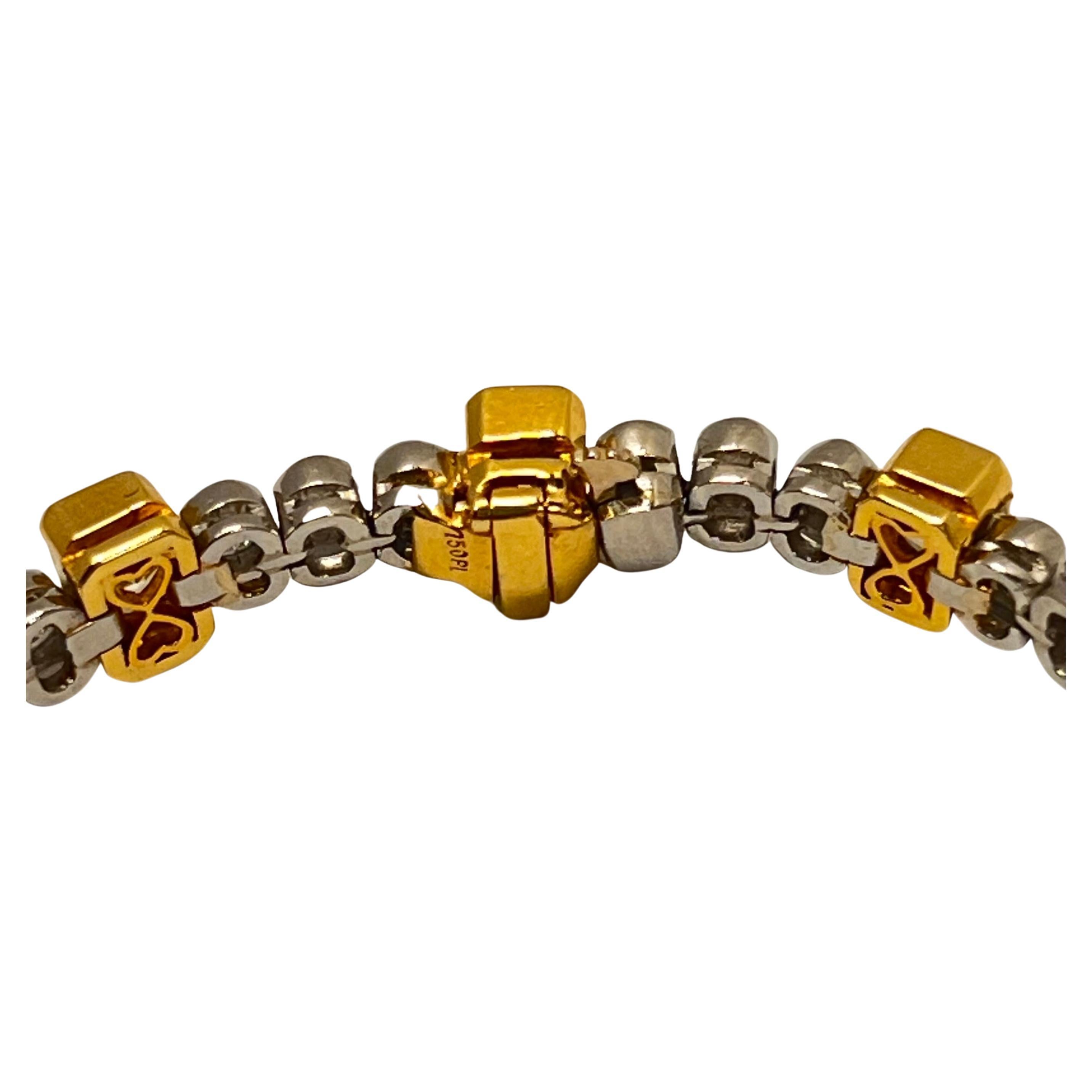 Bracelet ligne en diamants jaunes et blancs de fantaisie Unisexe en vente