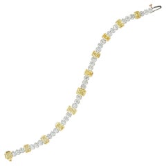 Fancy Yellow Diamond White Diamond Line Bracelet