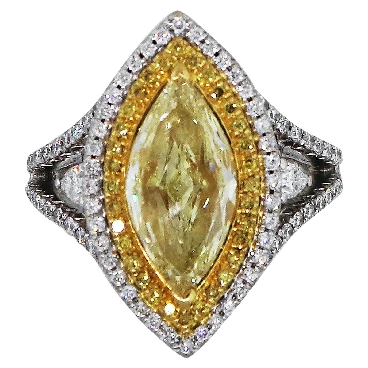 Fancy Yellow Double Halo Engagement Ring