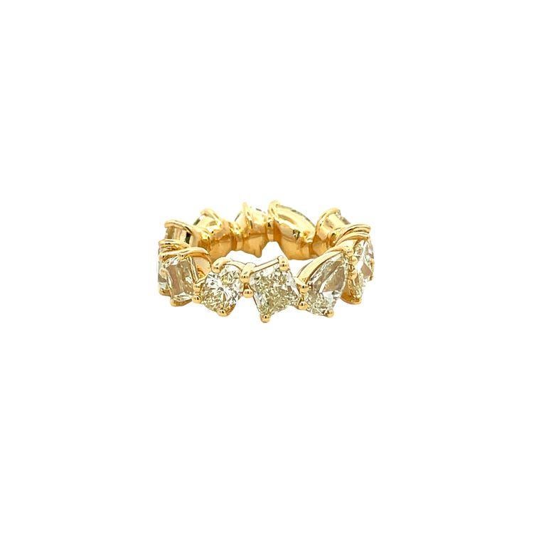 Fancy Yellow Eternity Diamond Ring Mix Shape 12.23 CT 18k YG In New Condition For Sale In New York, NY