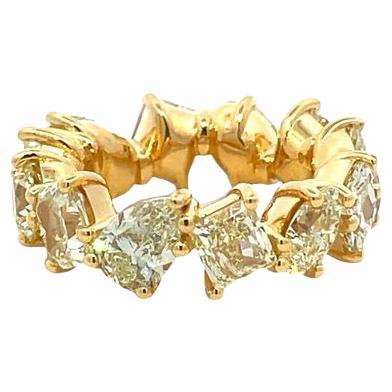 Fancy Yellow Eternity Diamond Ring Mix Shape 12.23 CT 18k YG For Sale