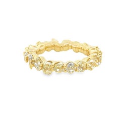 Fancy Yellow Eternity Diamond Ring Mix Shape 4.78 CT 18k YG