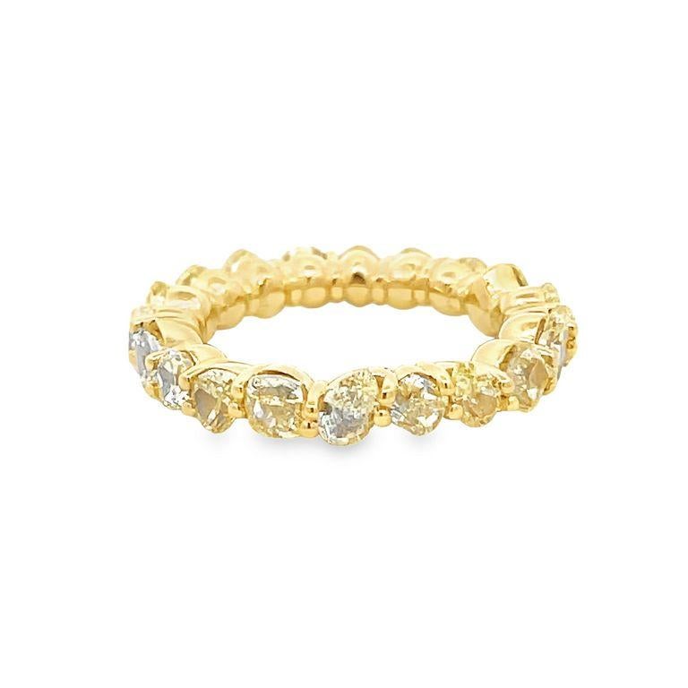 Fancy Yellow Eternity Diamond Ring Mix Shape 4.78 CT 18k YG In New Condition For Sale In New York, NY