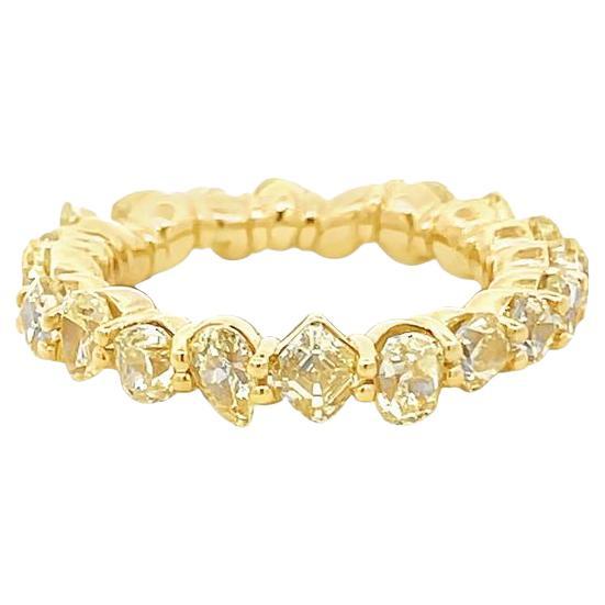 Fancy Yellow Eternity Diamond Ring Mix Shape 4.78 CT 18k YG For Sale