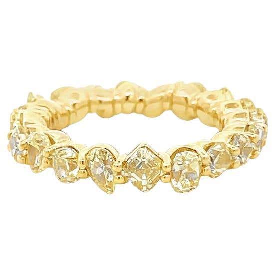 Fancy Yellow Eternity Diamond Ring Mix Shape 4.78 CT 18k YG For Sale at ...