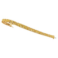 Vintage Fancy Yellow-Fancy Intense Yellow Radiant Cut Diamond Line Bracelet