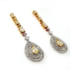 Fancy Yellow GIA Certified Long Earrings