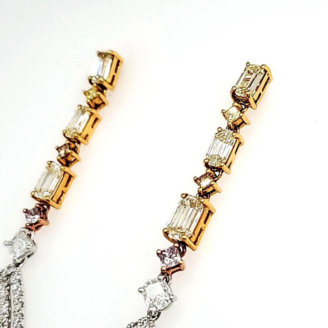 Pear Cut Fancy Yellow GIA Certified Long Earrings For Sale