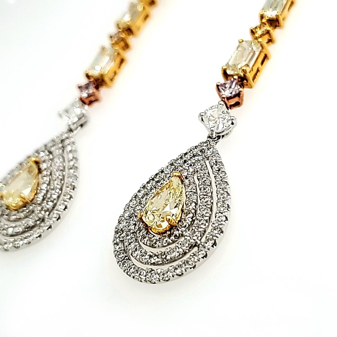 Fancy Yellow GIA Certified Long Earrings In New Condition For Sale In Hong Kong, HK