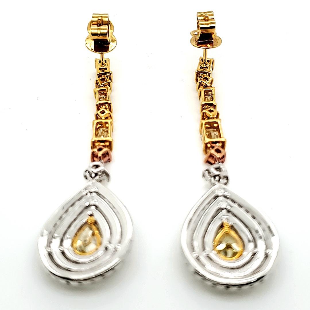 Fancy Yellow GIA Certified Long Earrings For Sale 1