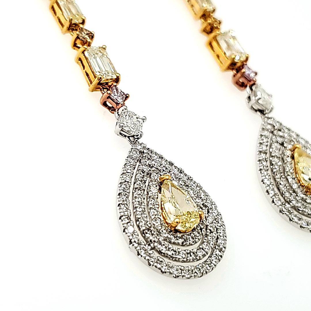 Fancy Yellow GIA Certified Long Earrings For Sale 3