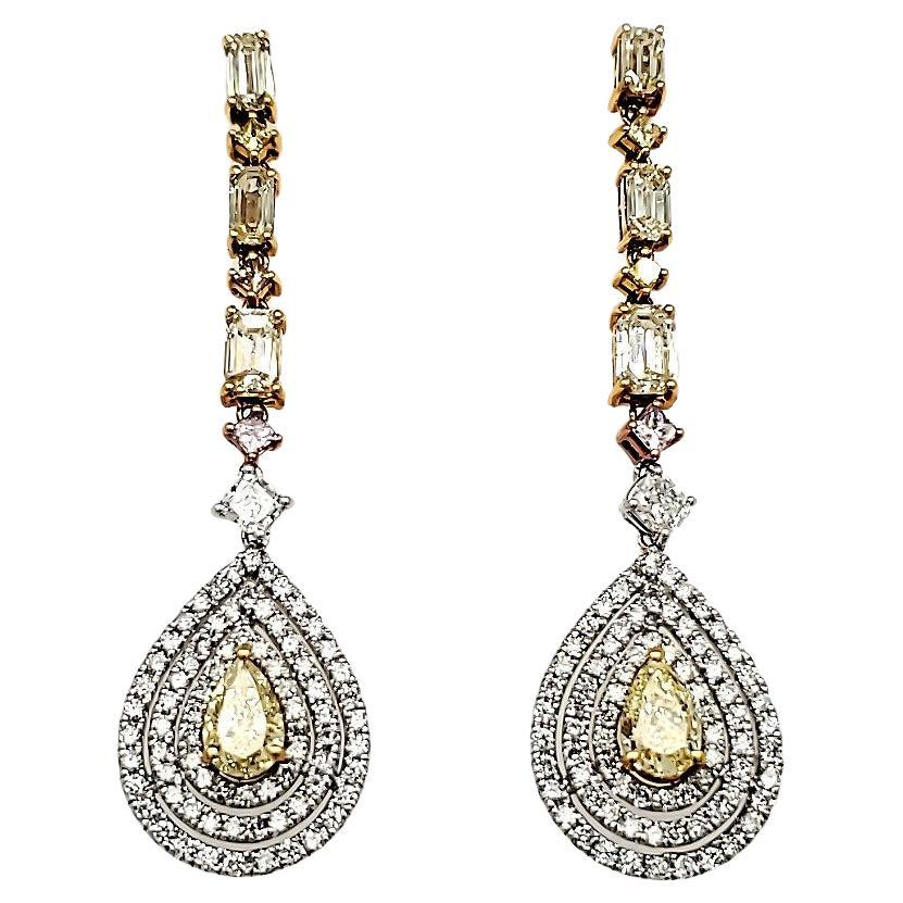 Fancy Yellow GIA Certified Long Earrings