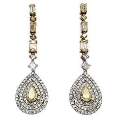 Fancy Yellow GIA Certified Long Earrings