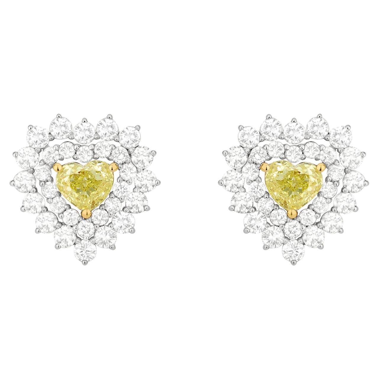 Boucle d'oreille fantaisie en forme de cœur jaune en vente