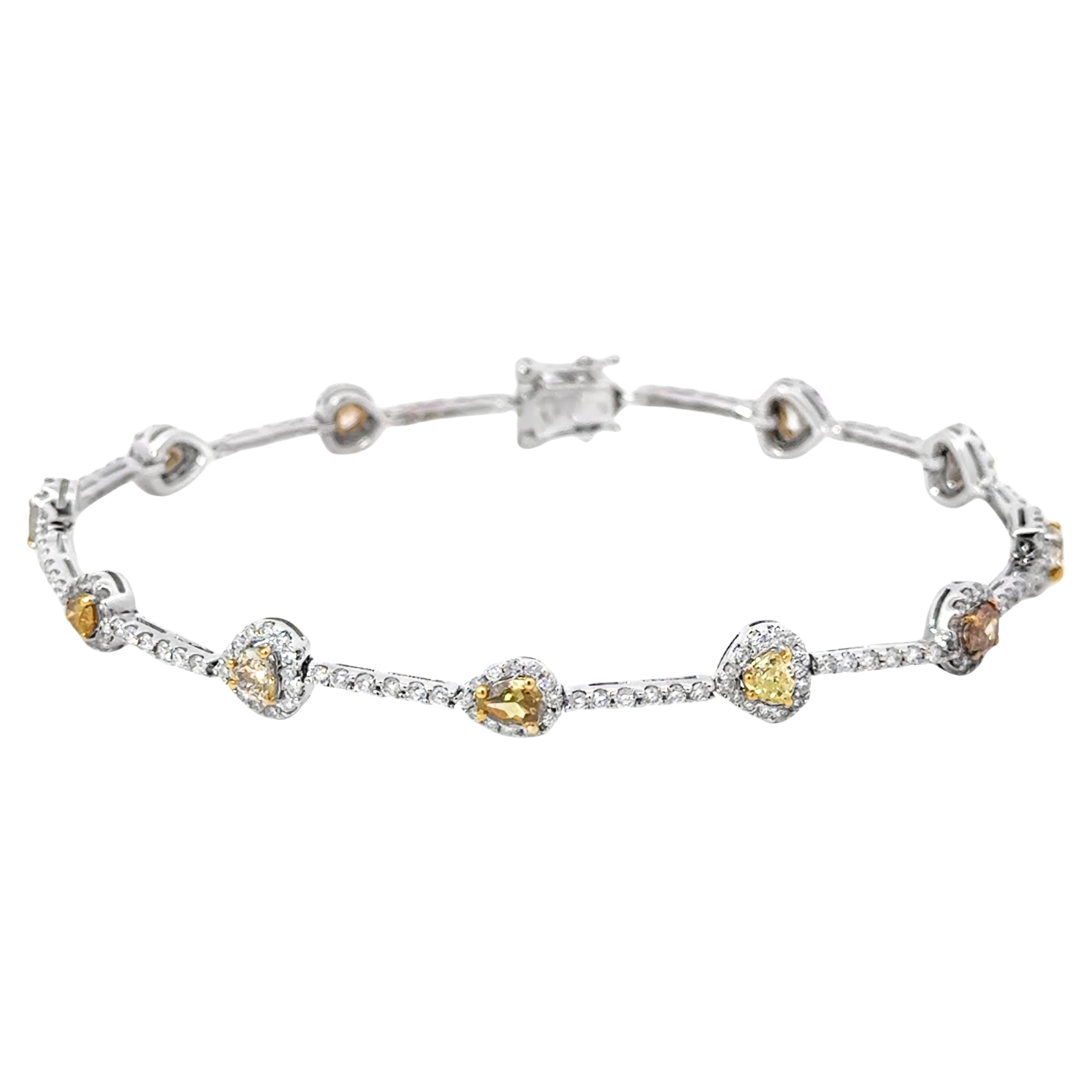 Fancy Yellow Heart Shape Diamond Bracelet 18K White Gold
