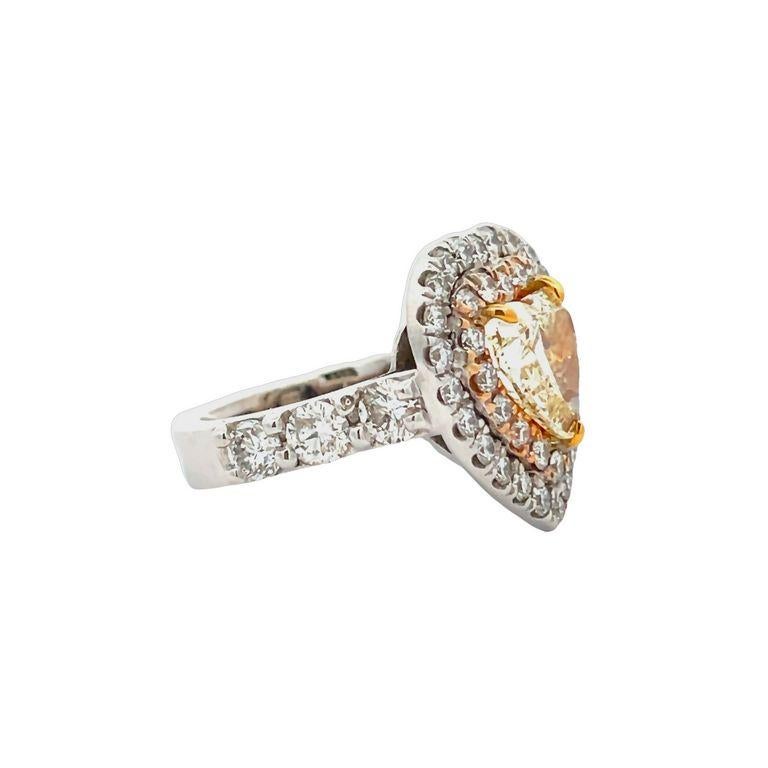 Modern Fancy Yellow Heart Shape Diamond Ring 5.14CT In 18k White Gold For Sale