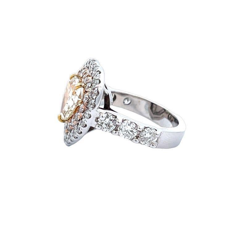 Women's or Men's Fancy Yellow Heart Shape Diamond Ring 5.14CT In 18k White Gold For Sale