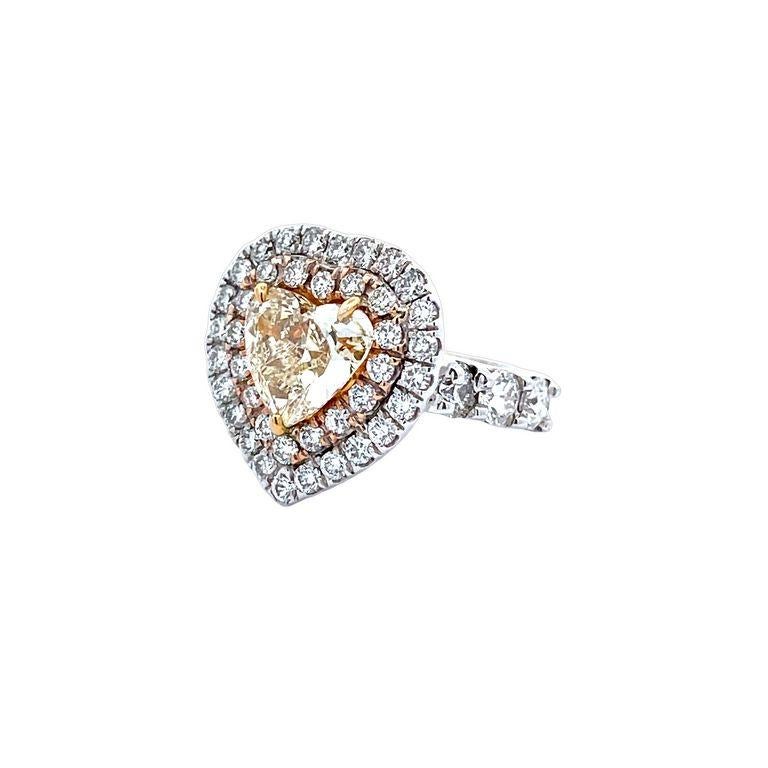 Fancy Yellow Heart Shape Diamond Ring 5.14CT In 18k White Gold For Sale 1