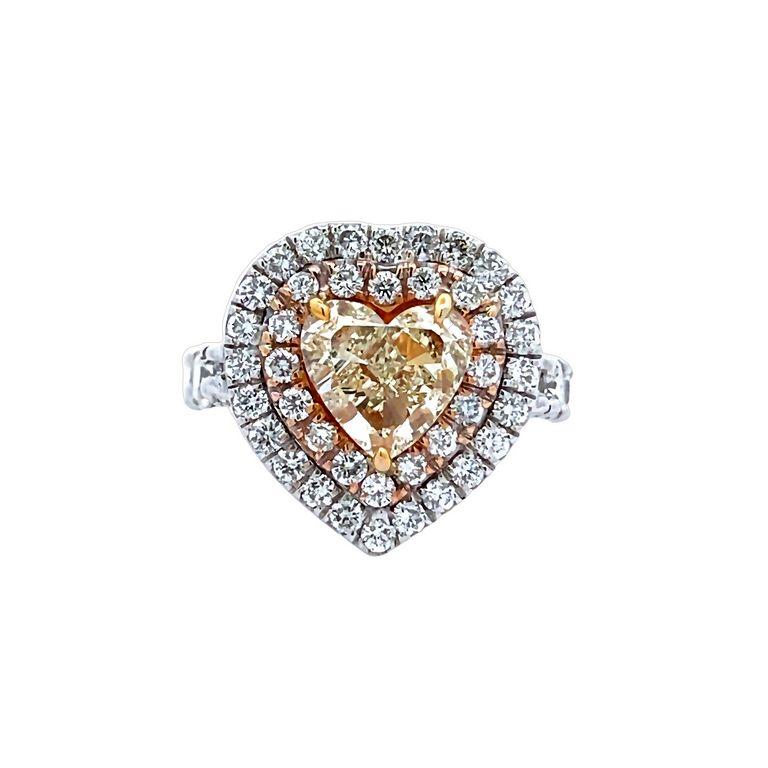 Fancy Yellow Heart Shape Diamond Ring 5.14CT In 18k White Gold For Sale 2